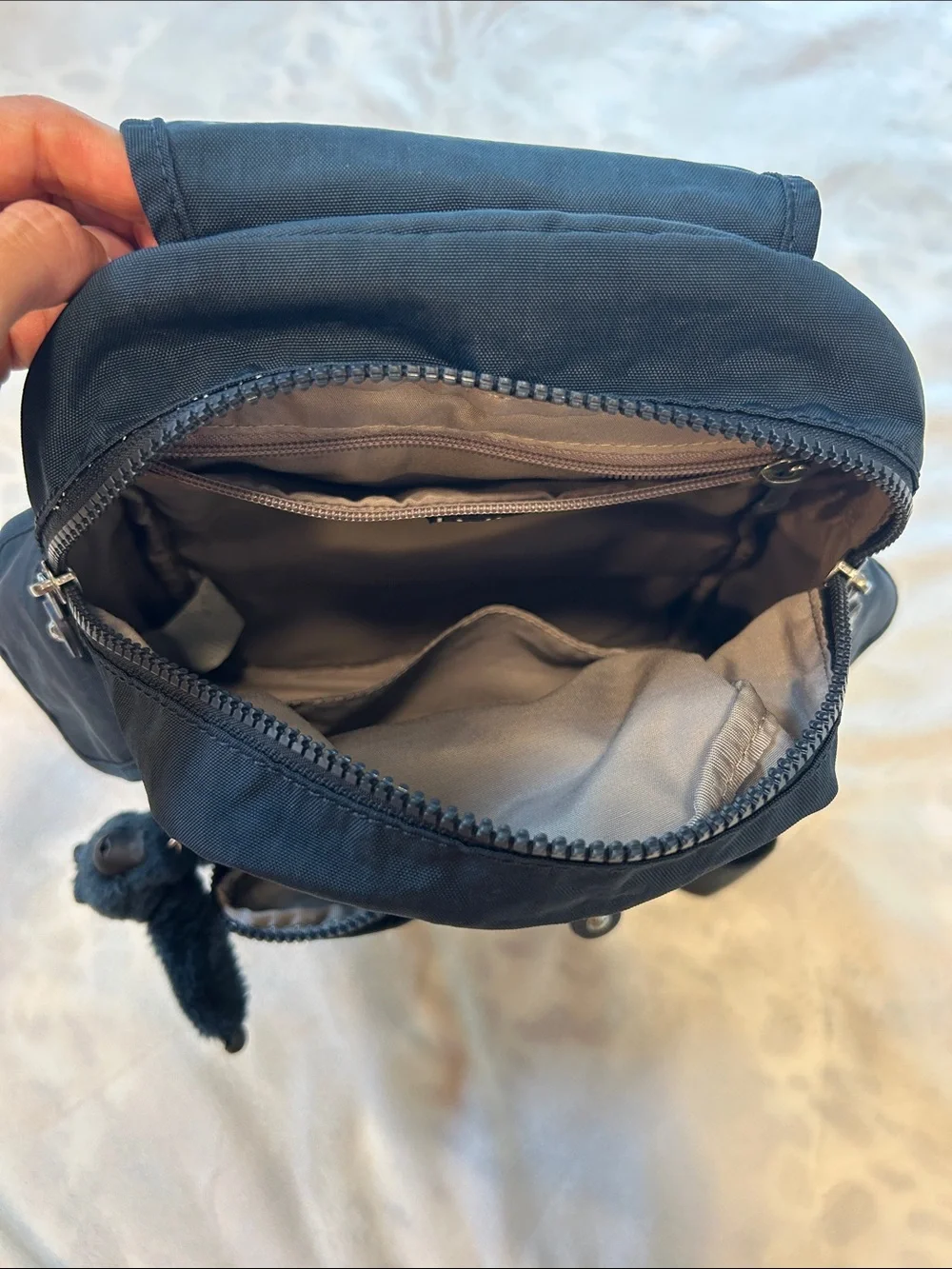 Kipling City Pack Mini Navy Backpack with Monkey Key Charm